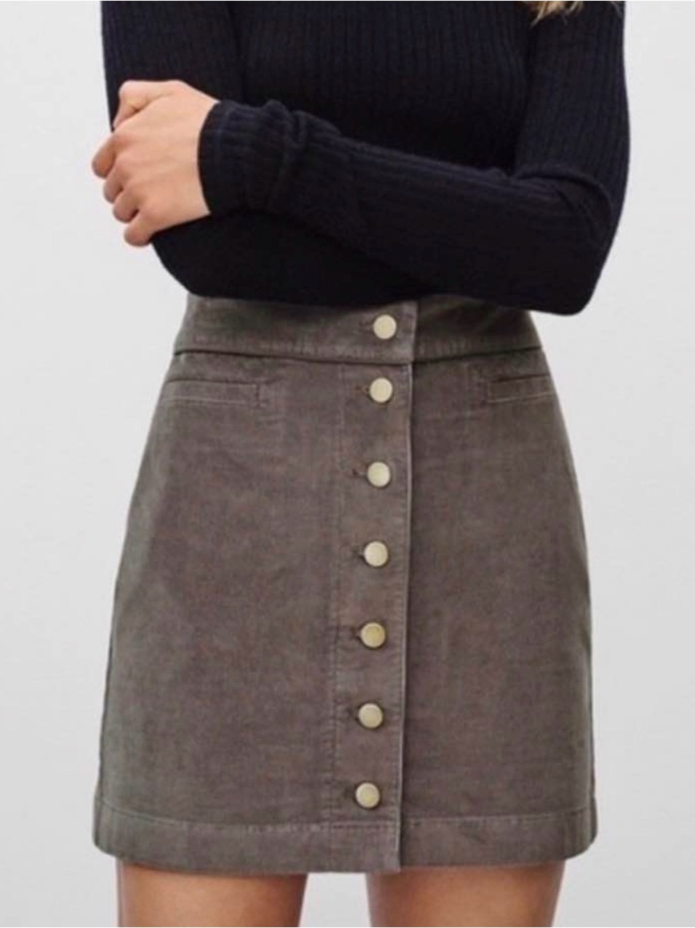 Wilfred Free Aritzia 99% Cotton Corduroy Button-Front Mini Skirt - Size 2